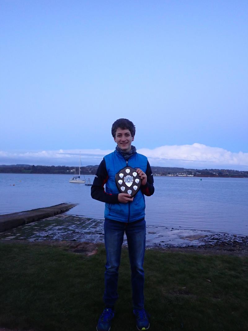 Huw Beare with the Starcross Shield photo copyright Andrew Paley taken at Starcross Yacht Club and featuring the Topper class