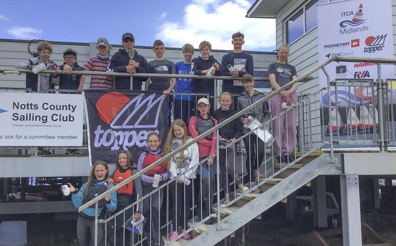 Prizewinners and competitors in the Topper Midland Championships at Notts County photo copyright David Eberlin taken at Notts County Sailing Club and featuring the Topper class