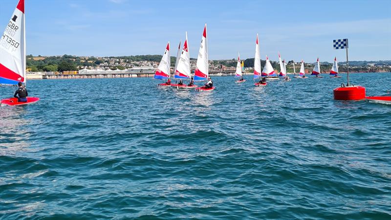 South West Topper coaching and racing at Paignton photo copyright Steve Gilboy taken at Paignton Sailing Club and featuring the Topper class
