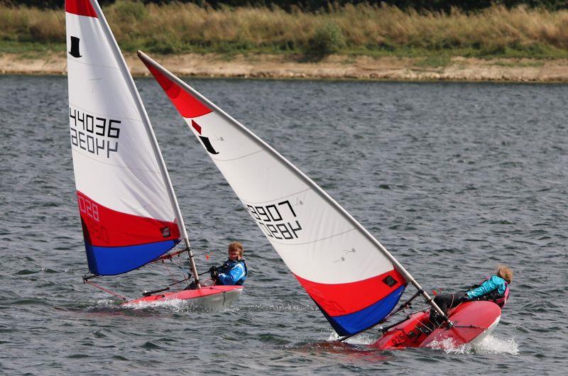 Topper overall winner Keali Rhodes leads Oscar Rowe - Northamptonshire Youth Series final leg at Cransley photo copyright Matthew O'Neill taken at Cransley Sailing Club and featuring the Topper class