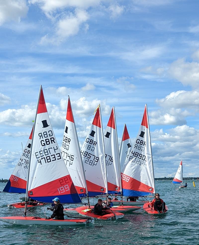 Between races during the Topper Southern Traveller at Portchester photo copyright Kevin Parish taken at Portchester Sailing Club and featuring the Topper class