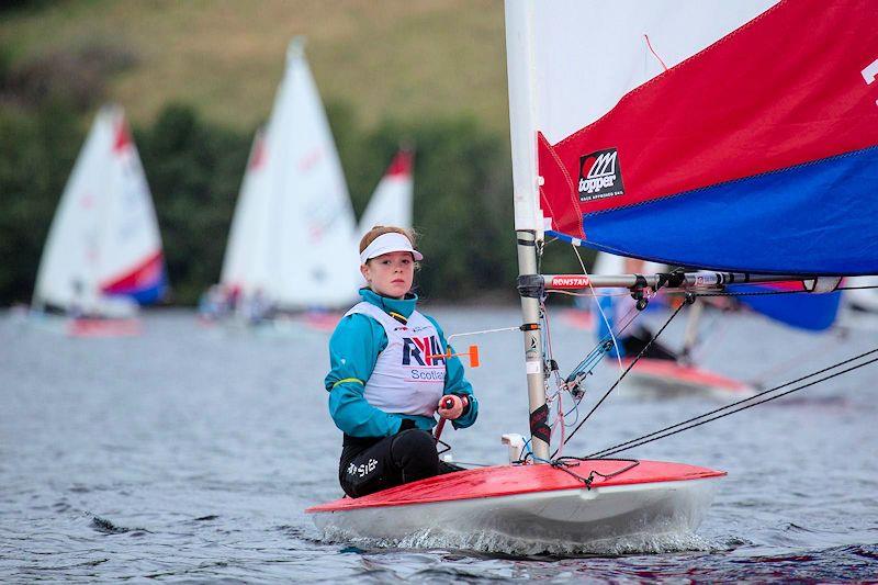 Emily Shearer, first girl - Scottish Topper Traveller at the RYA Scotland Late Summer Championships at Loch Tummel photo copyright Marc Turner / RYA Scotland taken at Loch Tummel Sailing Club and featuring the Topper class