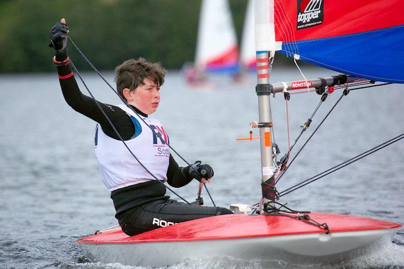 Ben Homer wins the Scottish Topper Traveller at the RYA Scotland Late Summer Championships at Loch Tummel photo copyright Marc Turner / RYA Scotland taken at Loch Tummel Sailing Club and featuring the Topper class