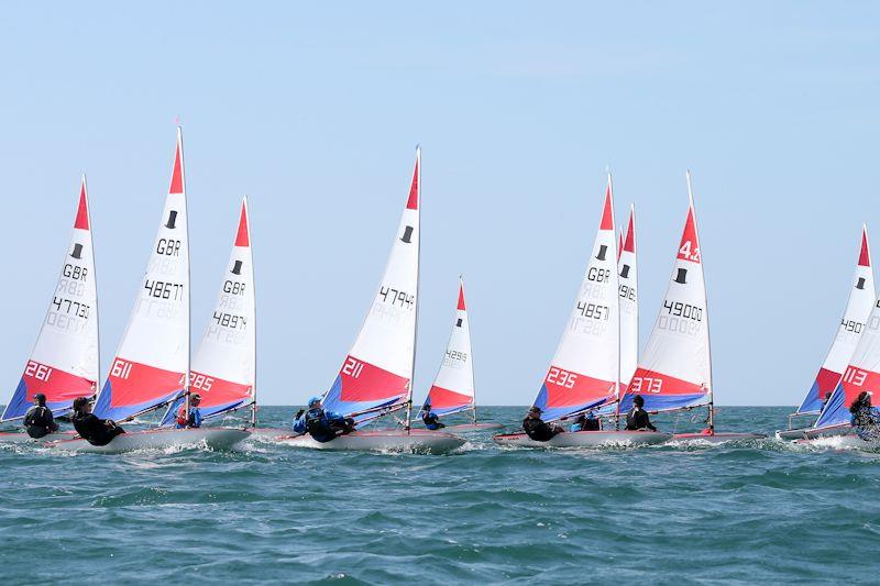 Part of the fleet on Sunday - Topper L&SE Regional Championships at Shoreham photo copyright Warwick Baker / www.warwickpics.com taken at Shoreham Sailing Club and featuring the Topper class