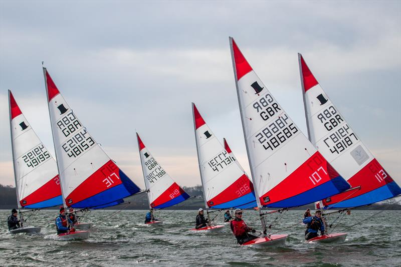 Sailors honing their downwind skills at the ITCA (GBR) Invitational Coaching photo copyright James Harle taken at Carsington Sailing Club and featuring the Topper class