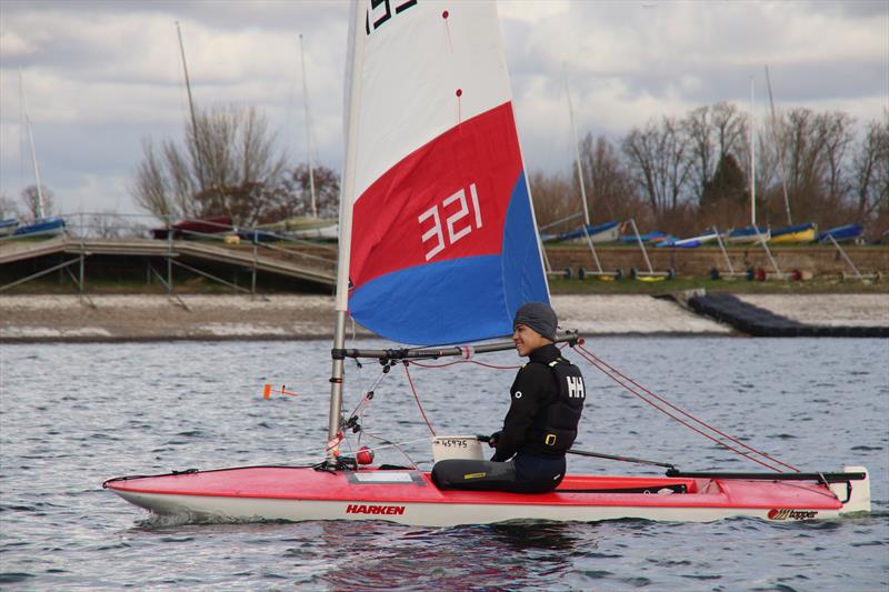 Fraser Ferguson during the Topper Winter Regatta at Island Barn photo copyright Will Helyer taken at Island Barn Reservoir Sailing Club and featuring the Topper class