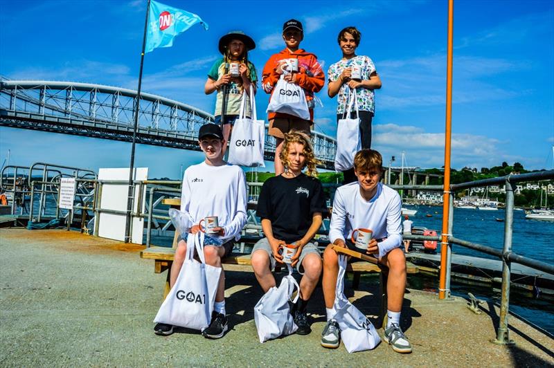 Podium winners in the SW Topper Travellers at Saltash photo copyright Jamie Mills taken at Saltash Sailing Club and featuring the Topper class