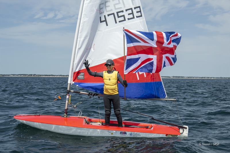 Hari Clark, 5.3 World Champion - International Topper World Championships 2026 at St Pierre Quiberon, France photo copyright Gérard Touren taken at Société des Régates de Saint Pierre Quiberon and featuring the Topper class