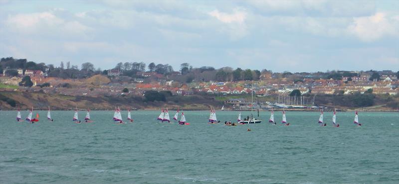 Topper 4.2 fleet during the Volvo GJW Direct Topper Winter Regatta at the WPNSA photo copyright Andre Ozanne taken at Weymouth & Portland Sailing Academy and featuring the Topper 4.2 class