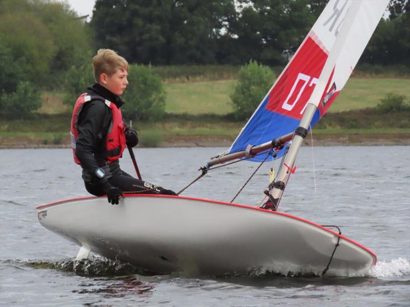 Full concentration from 4.2 Winner Morris Mellor during the Midlands Topper Traveller Round 1 at Bartley photo copyright Megan Hardiman taken at Bartley Sailing Club and featuring the Topper 4.2 class