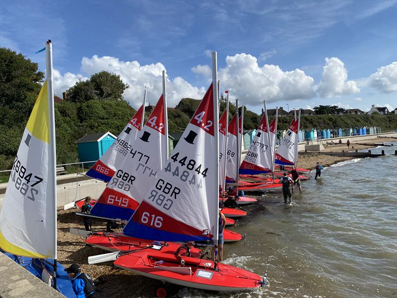 Topper Open & Rooster Southern Autumn Traveller at Hill Head SC photo copyright Roger Cerrato taken at Hill Head Sailing Club and featuring the Topper 4.2 class