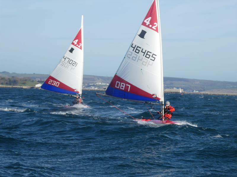 Topper 4.2 Training Team at the WPNSA photo copyright Richard Harris taken at Weymouth & Portland Sailing Academy and featuring the Topper 4.2 class