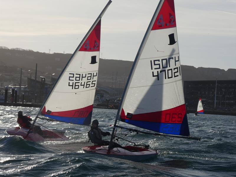 Topper 4.2 Training Team at the WPNSA photo copyright Richard Harris taken at Weymouth & Portland Sailing Academy and featuring the Topper 4.2 class