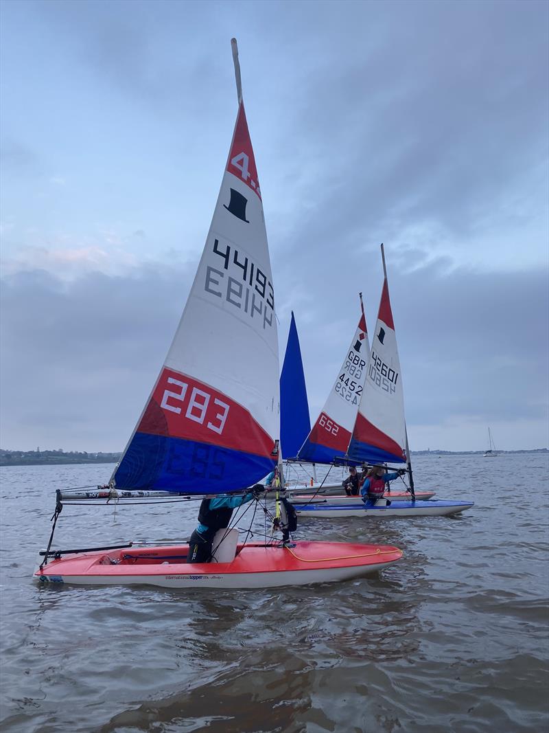 Starcross Yacht Club Junior Sailing - Toppers finishing photo copyright Peter Solly taken at Starcross Yacht Club and featuring the Topper 4.2 class