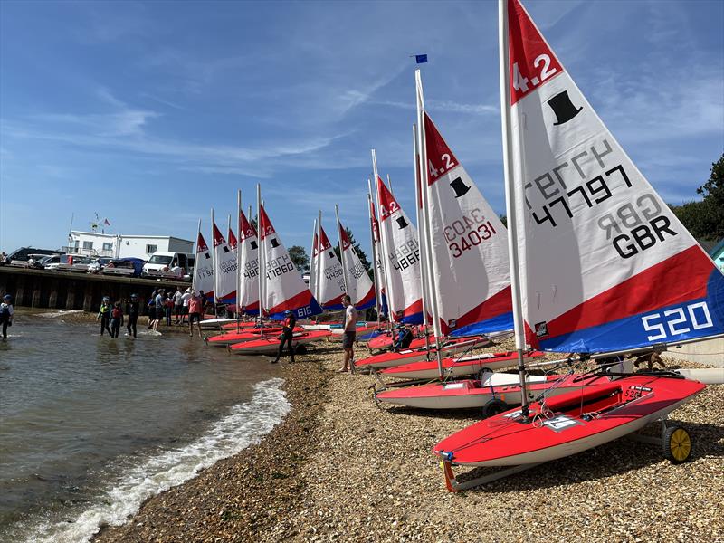 Hill Head Topper Open photo copyright Roger Cerrato taken at Hill Head Sailing Club and featuring the Topper 4.2 class