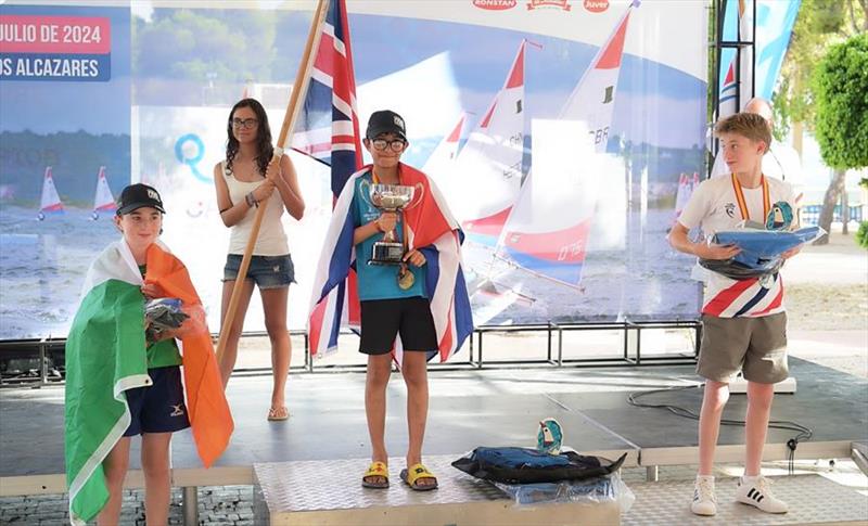 International Topper 4.2 and 5.3 Worlds 2024 at Mar Menor - International Topper 4.2 World Championship podium, Hari Clark, GBR, 1st, Tom Mason, GBR, 2nd, Tomás A'Coistealbha, IRL, 3rd photo copyright Phill Williams taken at  and featuring the Topper 4.2 class