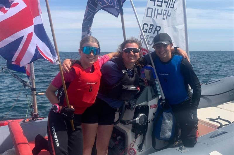Draycote Topper 4.2 coach Millie Irish celebrates with 3rd and 2nd overall, Isabelle and Jake at the Worlds - photo © Draycote Academy