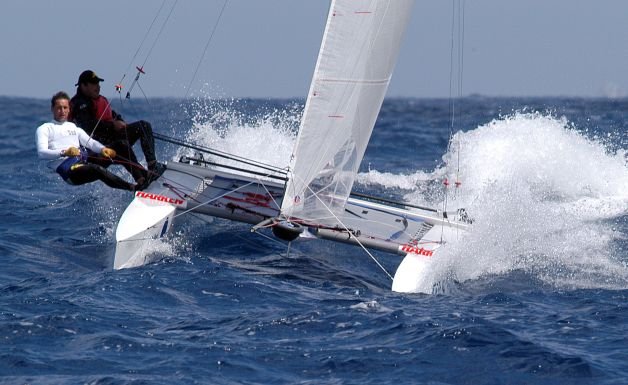 A short chop on day 3 of the Tornado Europeans photo copyright Real Club Náutico de Gran Canaria taken at Real Club Náutico de Gran Canaria and featuring the Tornado class