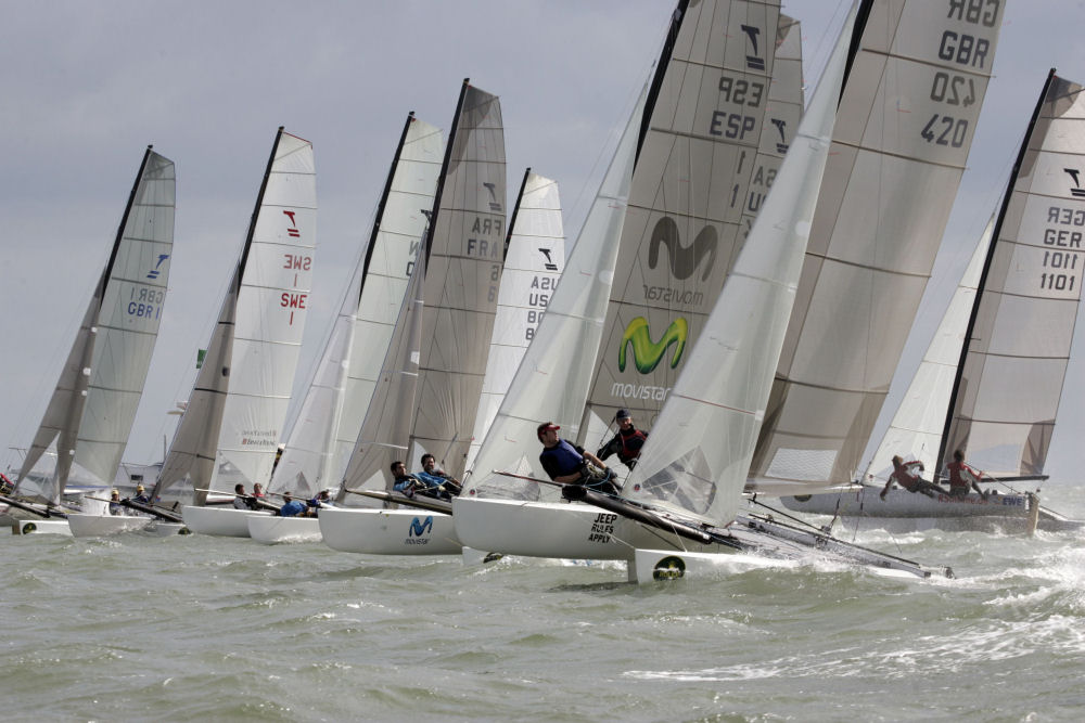 The start of the Tornado Medal Race at the Rolex Miami Olympic classes regatta photo copyright Dan Nerney / Rolex taken at  and featuring the Tornado class