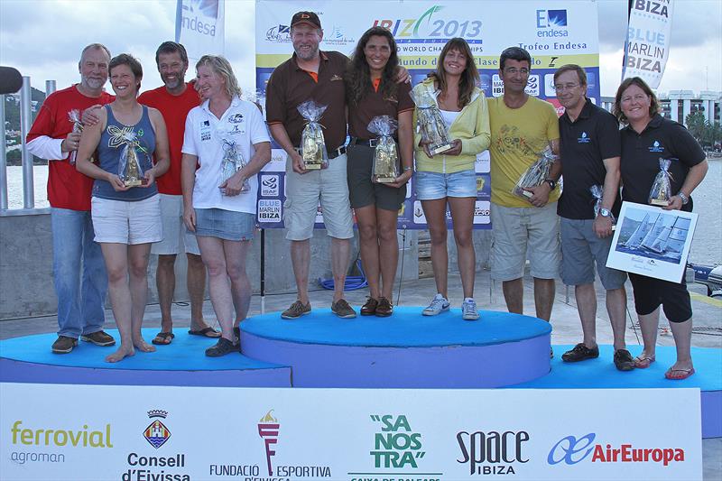 2013 Tornado World Championships podium photo copyright Martina Barnetova taken at Club Nautico Santa Eularia and featuring the Tornado class