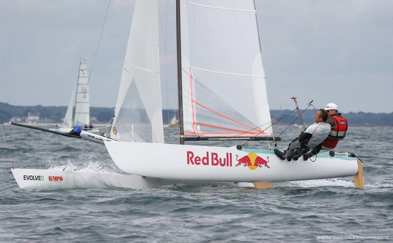 Red Bull at the Tornado Europeans at Lake Lipno, Czech Republic photo copyright Martina Barnetova taken at Yacht Club Jestrábí and featuring the Tornado class