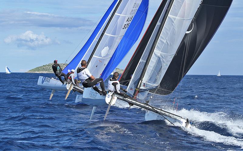 2013 Tornado World Championships day 1 photo copyright Martina Barnetova taken at Club Nautico Santa Eularia and featuring the Tornado class