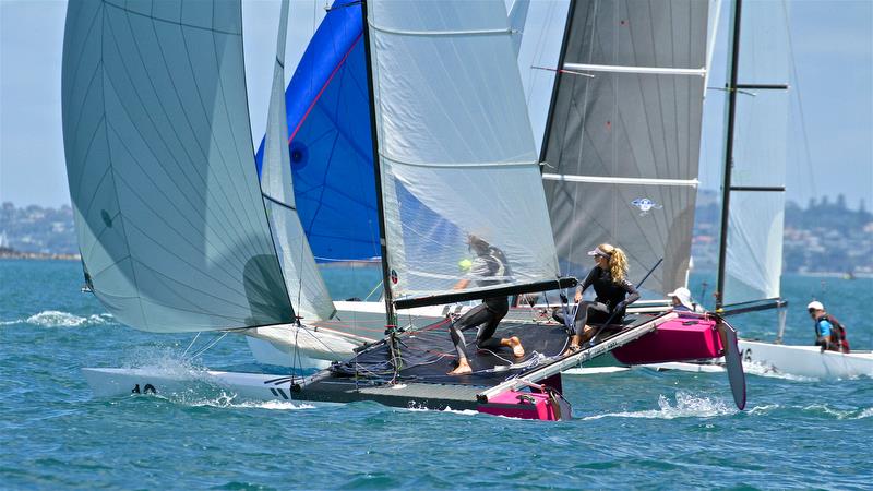Helena Sanderson and Jack Honey (NZL) - Youth Mixed - Race 5 Int Tornado Worlds - Day 3, presented by Candida, January 7, photo copyright Richard Gladwell taken at Takapuna Boating Club and featuring the Tornado class