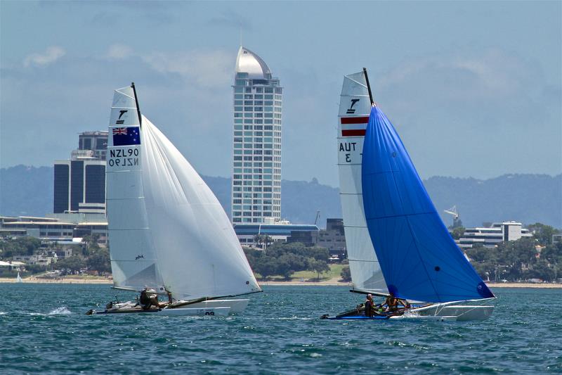 Race 5 Int Tornado Worlds - Day 3, presented by Candida, January 7, photo copyright Richard Gladwell taken at Takapuna Boating Club and featuring the Tornado class