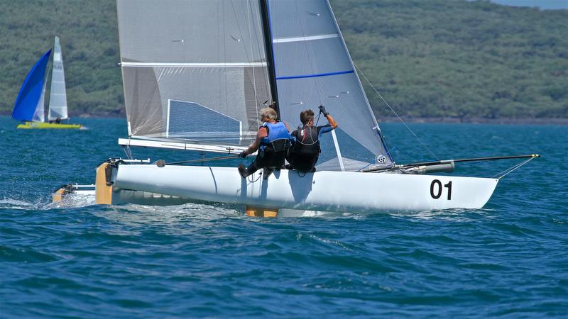One pair of eyes covering what's ahead and the other covering the competition - Rex and Brett Sellers - Race 6 - Int Tornado Worlds - Day 3, presented by Candida, January 7, photo copyright Richard Gladwell taken at Takapuna Boating Club and featuring the Tornado class