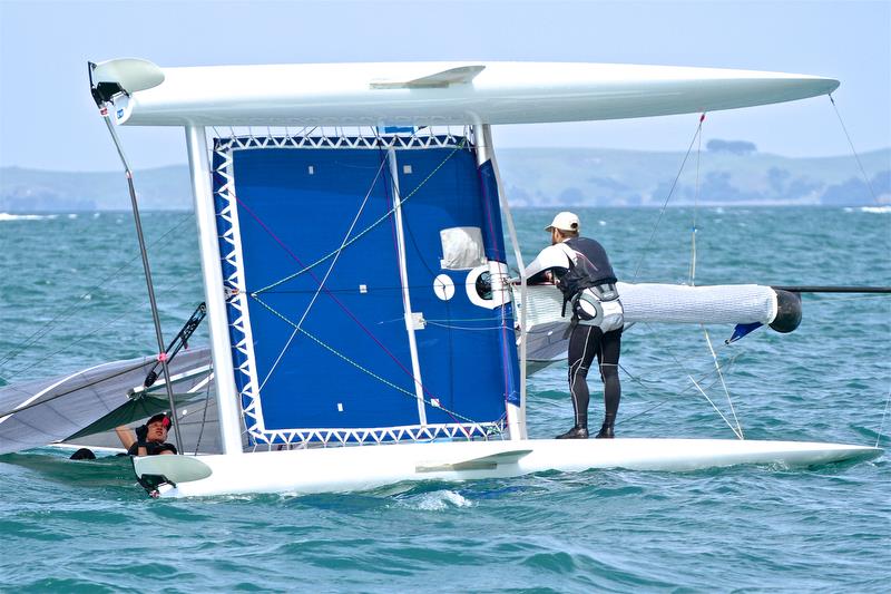 Tense times between races - Int Tornado Worlds - Day 4, presented by Candida, January 9, 2019 photo copyright Richard Gladwell taken at Takapuna Boating Club and featuring the Tornado class