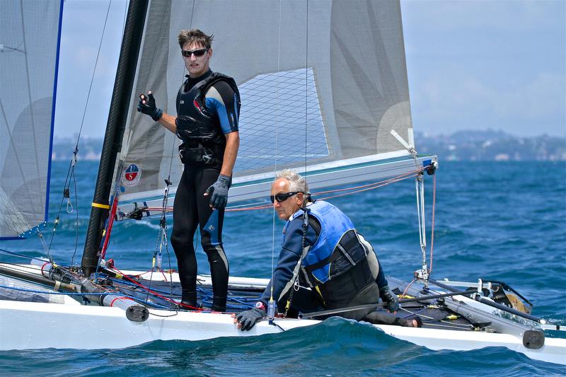 Brett and Rex Sellers (NZL) make some first leg choices ahead of Race 9 - Int Tornado Worlds - Day 5, presented by Candida, January 10, 2019 photo copyright Richard Gladwell taken at Takapuna Boating Club and featuring the Tornado class