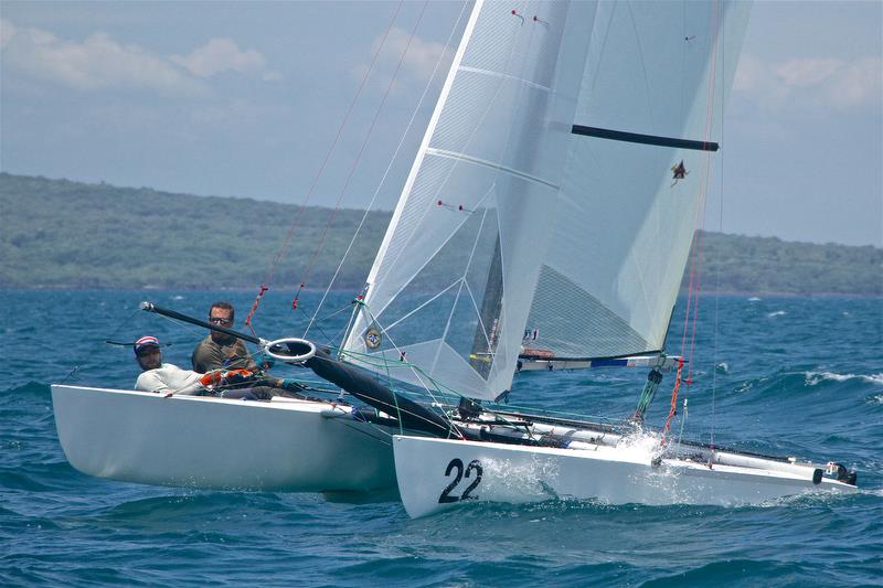 Jorg Steiner and Michael Gloor (SUI) second overall - Int Tornado Worlds - Day 5, presented by Candida, January 10, 2019 photo copyright Richard Gladwell taken at Takapuna Boating Club and featuring the Tornado class