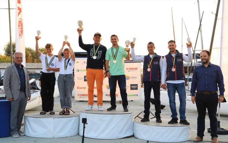 2021 Tornado Championship podium photo copyright Nikos Pantis taken at Nautical Club of Thessaloniki and featuring the Tornado class