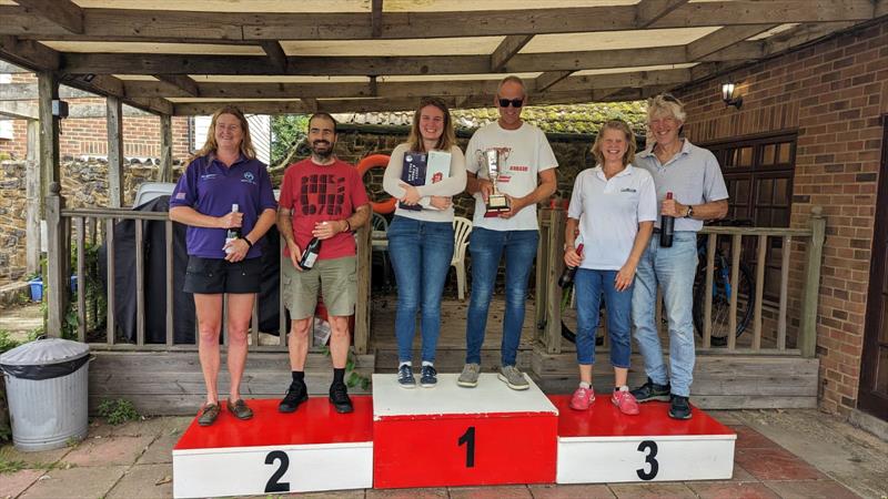 Podium in the UK Tornado Nationals 2023 at Minnis Bay - photo © Adam Piggott