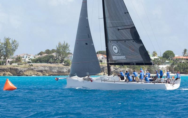 The local TP52 Conviction preparing for tomorrow's Mount Gay Round the Island Race - Barbados Sailing Week 2018 photo copyright Peter Marshall / BSW taken at Barbados Cruising Club and featuring the TP52 class