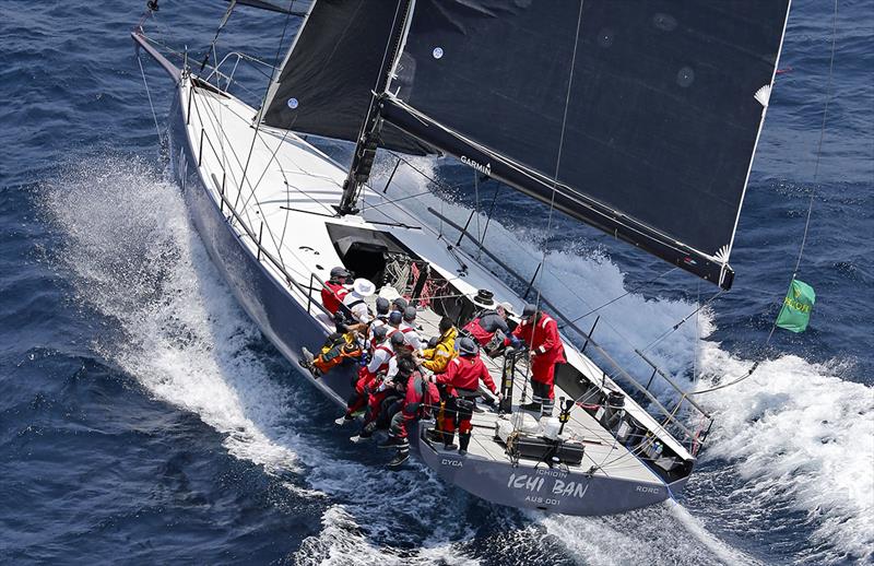 Ichi Ban blasting away down the NSW coast on the first day of the 2019 Sydney Hobart race photo copyright Crosbie Lorimer taken at Cruising Yacht Club of Australia and featuring the TP52 class