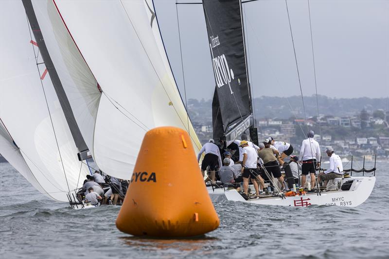 TP52 close racing on day 1 of the 2022 Sydney Harbour Regatta photo copyright Andrea Francolini / MHYC taken at Middle Harbour Yacht Club and featuring the TP52 class