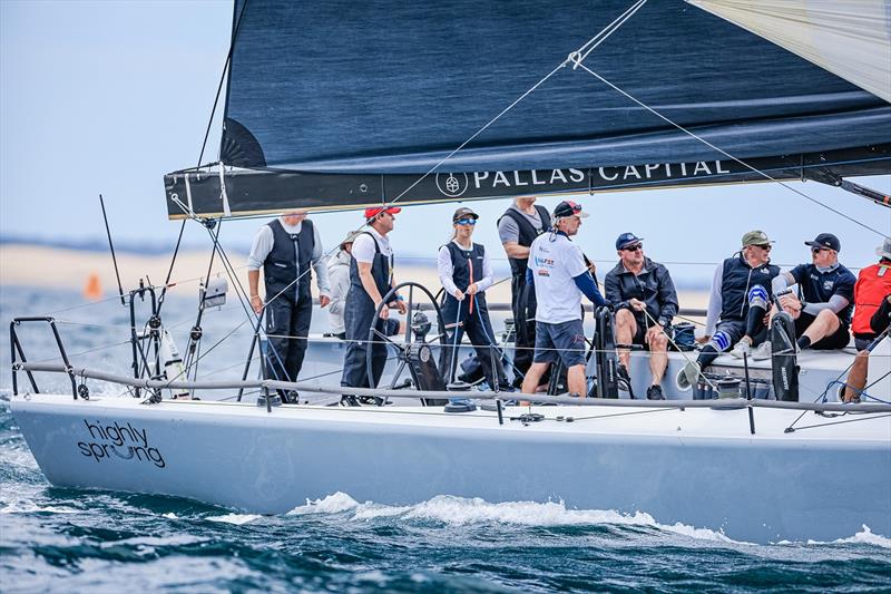 Highly Sprung crew focus on their downwind trim on day 2 of 2023 Pallas Capital TP52 Gold Cup Act 2 - photo © Salty Dingo / SailFest Newcastle