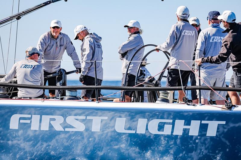 Close view of First Light - a newcomer to the circuit in - Pallas Capital TP52 Gold Cup Act 3 photo copyright Salty Dingo / SPS taken at Newcastle Cruising Yacht Club and featuring the TP52 class