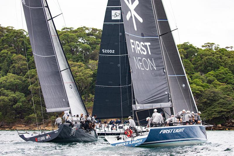 Pallas Capital Gold Cup: Quest, Matador and First Light tussling for position in Race 3 photo copyright Nic Douglass for @sailorgirlHQ taken at Cruising Yacht Club of Australia and featuring the TP52 class