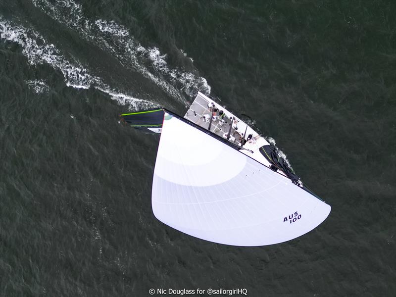 Hooligan scooting in the passage race during TP52 Pallas Capital Gold Cup Act 3 at the Sail Port Stephens Performance Series photo copyright Nic Douglass for @sailorgirlHQ taken at Newcastle Cruising Yacht Club and featuring the TP52 class