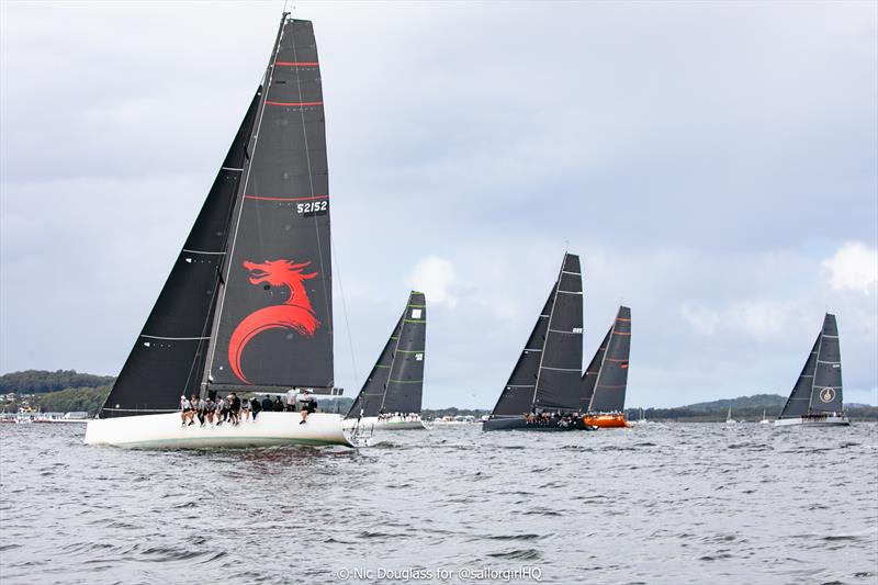 Koa leading Race 1 during TP52 Pallas Capital Gold Cup Act 3 at the Sail Port Stephens Performance Series photo copyright Nic Douglass for @sailorgirlHQ taken at Newcastle Cruising Yacht Club and featuring the TP52 class