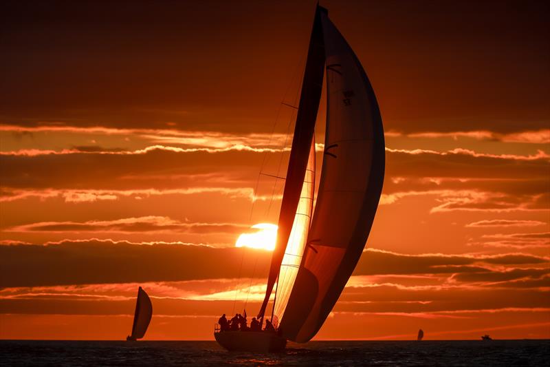 Peter Harrison's TP52 Jolt 3 finishes the race as the sun goes down - Admiral's Cup 2025 in the Rolex Fastnet Race - photo © Paul Wyeth / pwpictures.com / RORC