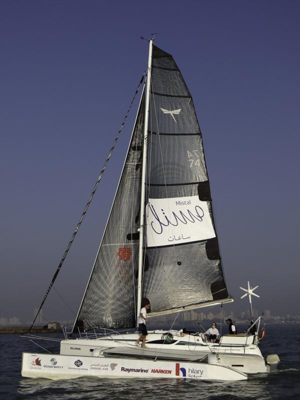 Hilary Lister and Nashwa Al Kindi begin their trans-ocean voyage from Mumbai to Muscat photo copyright Oman Sail taken at  and featuring the Trimaran class