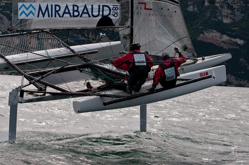 The Foiling Week (TFW) mixed fleet race photo copyright Martina Orsini taken at Fraglia Vela Malcesine and featuring the Trimaran class