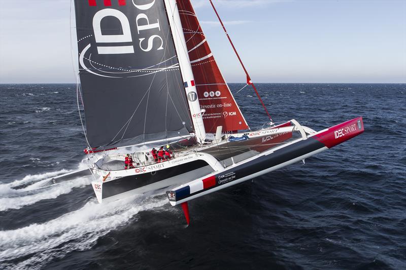IDEC SPORT during their Jules Verne Trophy record attempt photo copyright Jean Marie-Liot / DPPI / IDEC taken at  and featuring the Trimaran class