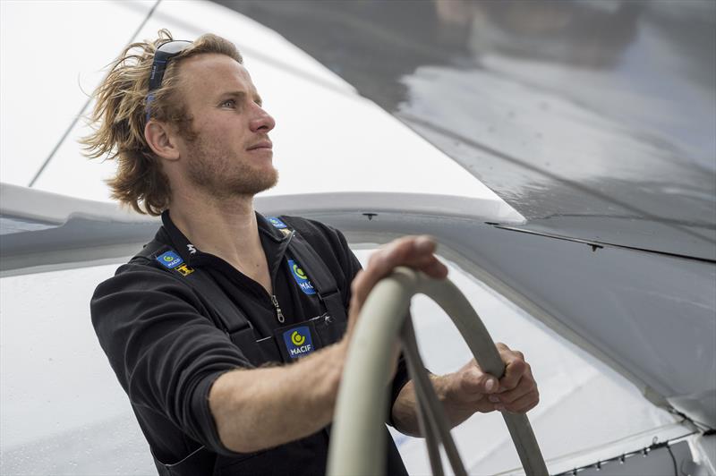 The MACIF trimaran in on standby for a single-handed round the world record attempt photo copyright Vincent Curutchet / ALeA / Macif taken at  and featuring the Trimaran class