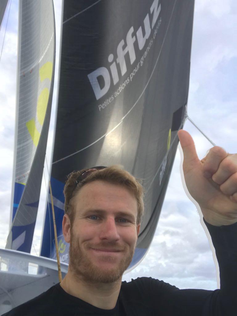 François Gabart near the Equator in single-handed round the world record attempt photo copyright François Gabart / Macif taken at  and featuring the Trimaran class