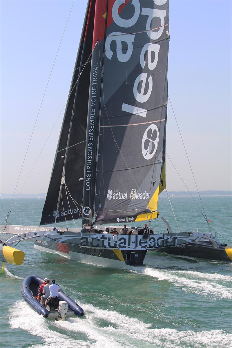 Line honours for Actual Leader in the Round the Island Race 2019 photo copyright Tom McCullagh taken at  and featuring the Trimaran class