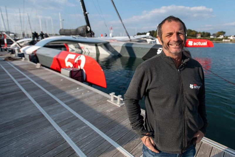 Actual Ultim 3's skipper Yves Le Blevec has already tasted victory in the 2015 Rolex Fastnet Race when he was on board Nicolas Groleau's Bretagne Telecom, winner of the IRC Canting Keel class photo copyright Ronan Gladu / www.ronangladu.com taken at Royal Ocean Racing Club and featuring the Trimaran class
